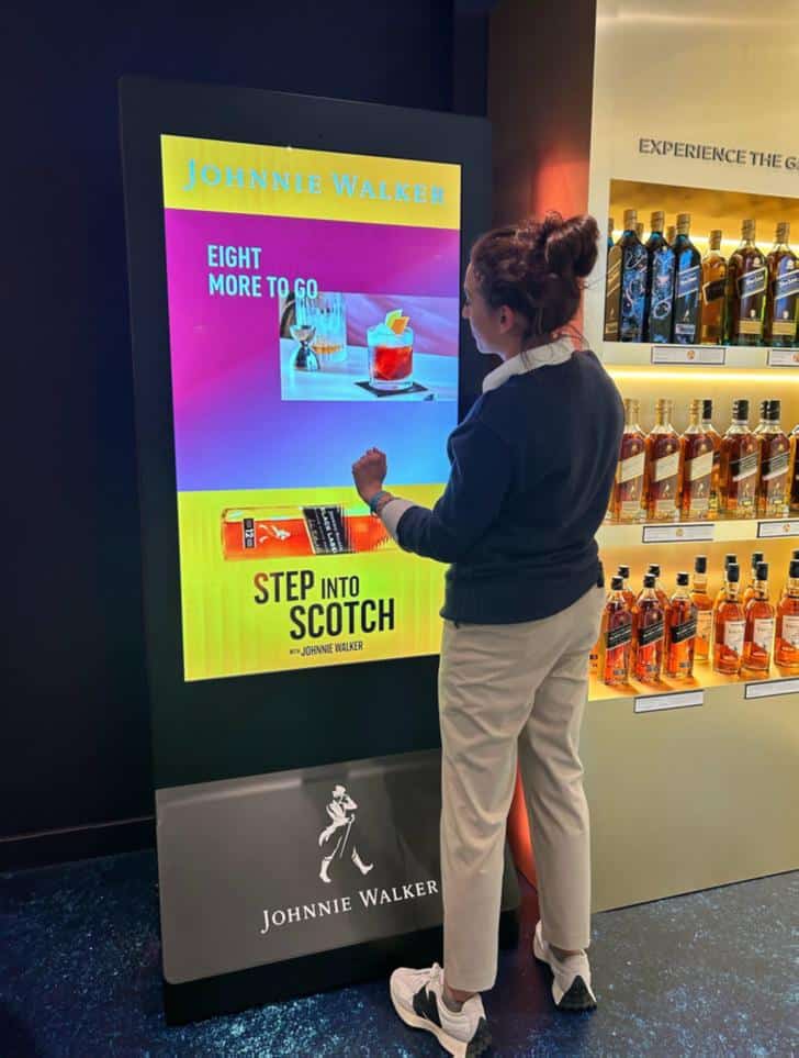 Interactive kiosks deployed for a Johnnie Walker activation in retail.